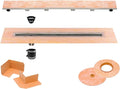 All-in-one Waterproof Linear Shower Drain Kit with 44 Inch Off-set Outlet Channel Body (KL1VO60E110) and Drain Grate Assembly (Cover) in Tileable Design(KL1DROE110)