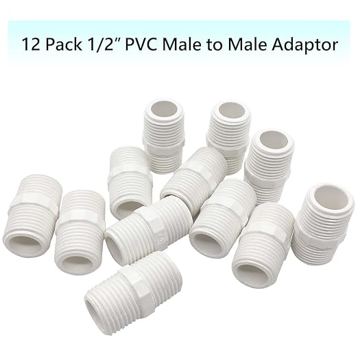 YSIL 12PCS 1/2 Inch PVC Nipple Male to Male Coupling Adapter Pipe Fittings 1/2" X 1/2" for Thread Pluming PIPE Connection