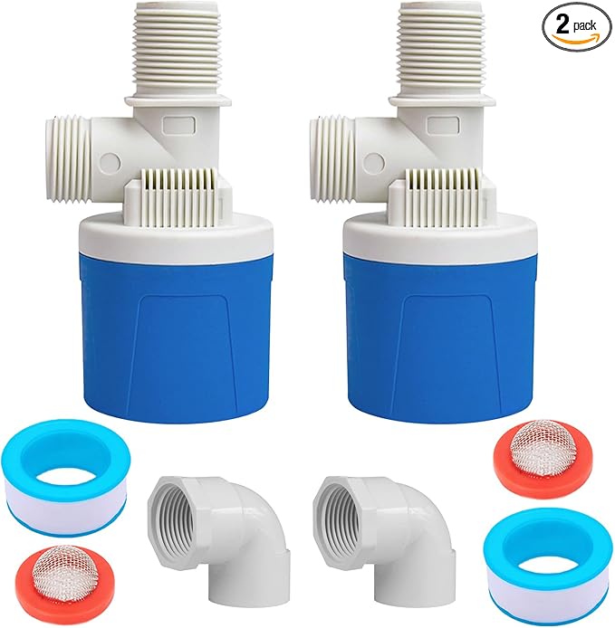 3/4" Water Float Valve Inside Type, 2 PCS 3/4 Inch Top Inlet Automatic Water Level Control Valve Uesd for Water Tank, Swimming Pools, Livestock Tanks, Aquaculture, Aquariums