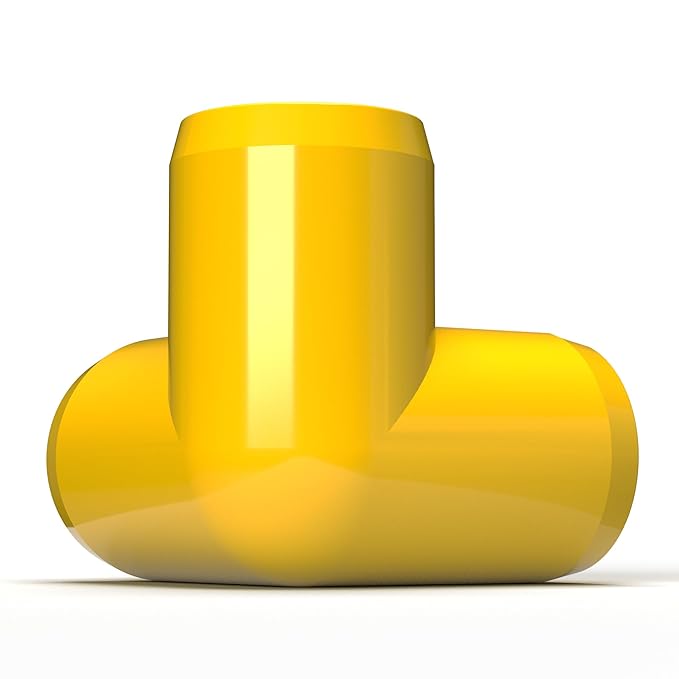 FORMUFIT 3/4” 3-Way Elbow Furniture Grade PVC Fitting in Yellow, Made in USA, UV-Resistant, Impact-Proof, 1.050” Actual Socket Diameter (Pack of 8)