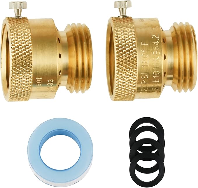 SUNGATOR 2-Pack Hose Bib Backflow Preventer, 3/4 Inch GHT Vacuum Breakers Outside Faucet, Hose Bib Anti-Siphon Valve for Outdoor Faucet, Brass 3/4'' Garden Hose Bib Anti-Backflow Preventer