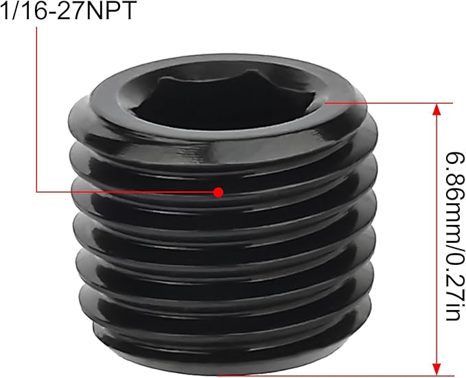 EVIL ENERGY 1/16" NPT Plugs Aluminum Socket Allen Head Black, 2PCS