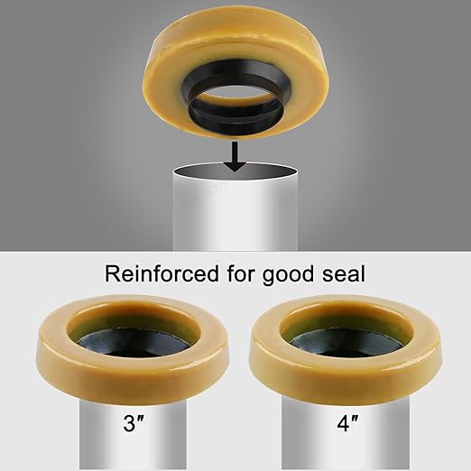iFealClear Extra Thick Toilet Wax Ring Kit, Wax Ring with Brass Bolts, PE Flange and Retainer Washers, Ring Seal for Floor Outlet Toilet Bowls, Fits 3 Inch and 4 Inch Waste Lines