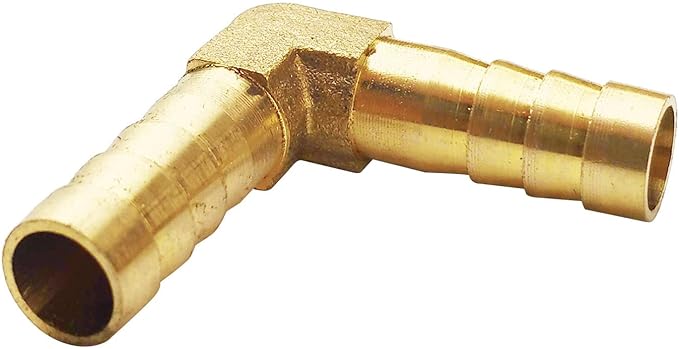 2PCs 3/8" Brass Hose Barb Fitting 90 Degree Elbow Barbed Splicer Mender Union Fitting with 4PCs Hose Clamp for Oil Water Air