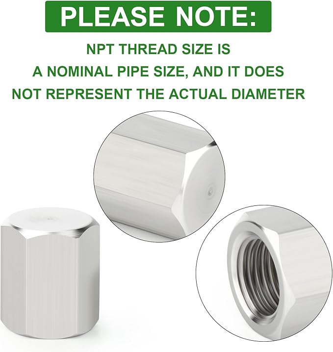 TAISHER 5PCS 304 Stainless Steel Cap Pipe Plug Socket Fitting 1/8" NPT Female