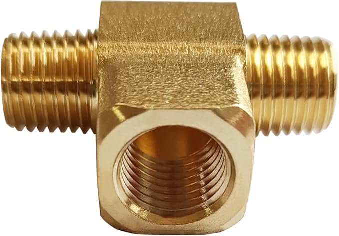 2PCS Brass Tee Pipe Fitting 1/4" NPT Male x 1/4" NPT Female x 1/4" NPT Male for Water/Oil/Gas