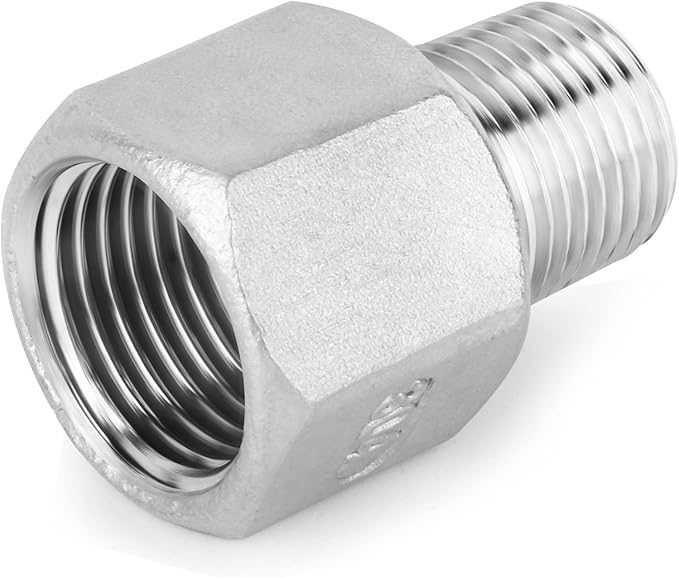 TAISHER 5PCS 304 Stainless Steel Pipe Fitting, Reducer Adapter, 1/4" Male NPTx 1/2" Female NPT