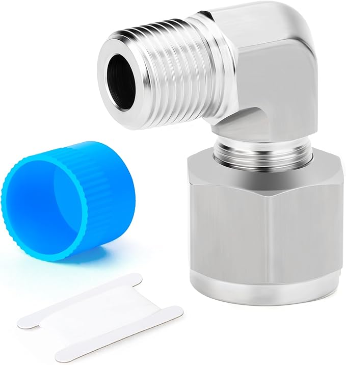 TAISHER 1PCS 316 Stainless Steel 90 Degree Compression Tube Pipe Fitting Connector, 3/4" Tube OD x 1/2" NPT Male Adapter