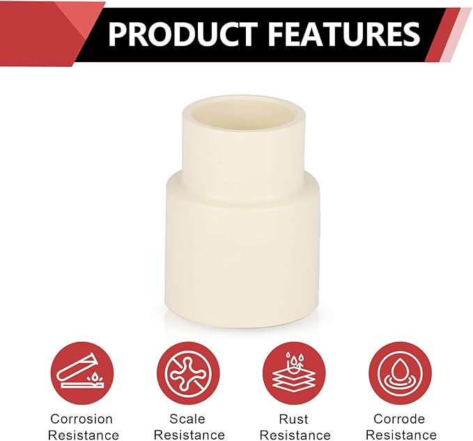 (10 Pieces) EFIELD 1" x 3/4" CPVC Pipe Fittings, Slip x Slip (Socket) Coupling, For Hot and Cold Water Plumbing,(CPVC029-10)