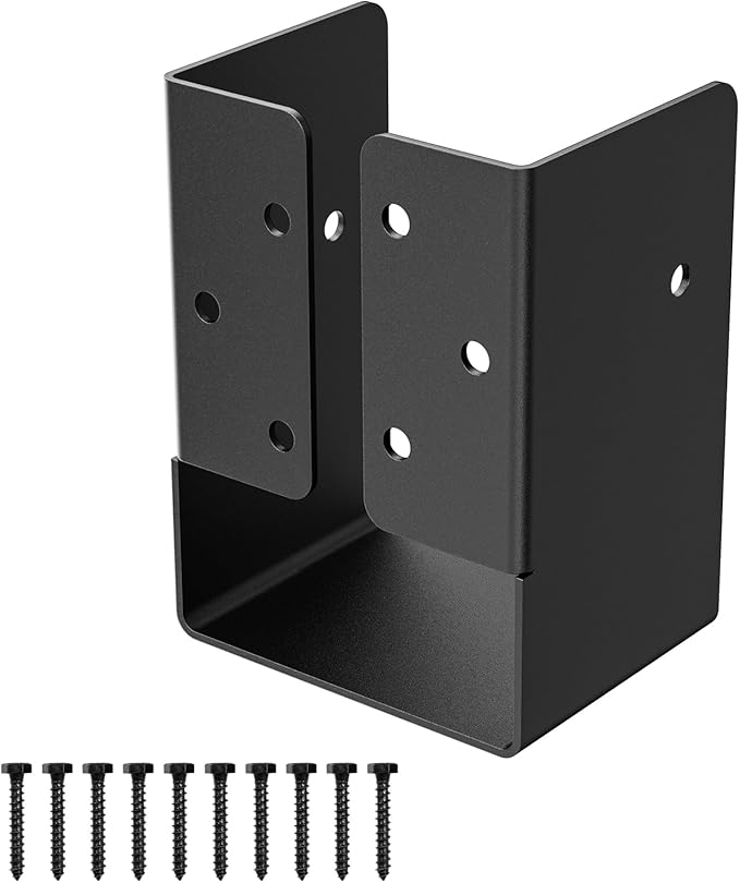 Concealed Joist Hanger (1 Pack),4"x6" Outdoor Concealed-Flange Joist Bracket with Screws, Q235B Steel Powder Coated Concealed Mount Light Joist Hangers for 4"x6" Beam, Swing, Handrail, Fence