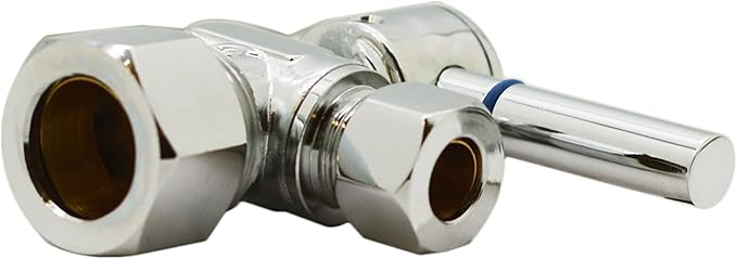 Westbrass R105BL-05 1/4-Turn Lever Handle Angle Stop Shut Off Valve, 5/8" OD x 3/8" OD, Polished Nickel