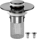 Sink Stopper Hair Catcher, Pop-up Sink Drain Strainer with Removable Stainless Steel Strainer Basket Hair Catcher, Bathroom Sink Strainer for Bathroom Sink Stopper Replacement (2pcs)