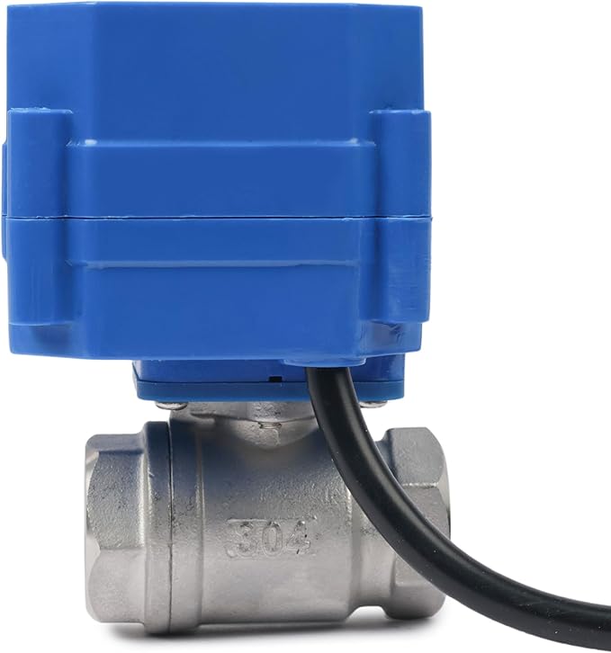 U.S. Solid 1/2" NPT 2-Way Motorized Ball Valve with US Plug 110VAC 304 Stainless Steel Electrical Ball Valve, Auto Return, Normally Closed, IP65, NSF Certified