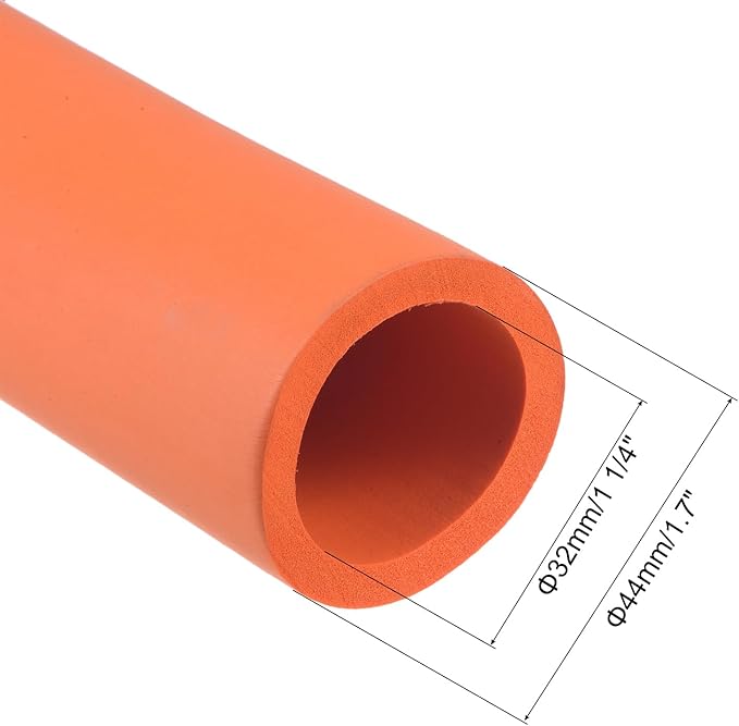 uxcell Foam Tubing for Handle Grip Support, Pipe Insulation Outside Pipe Lagging, 32mm(1 1/4") ID 44mm OD 1m Orange