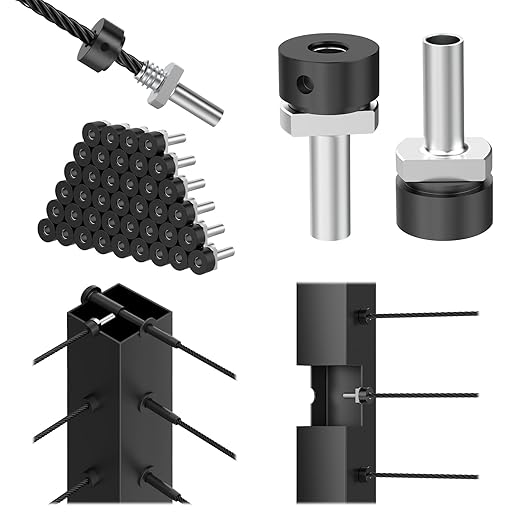 40 Pack 1/8" Cable Railing Corner Post Kit, 316 Stainless Steel Cable Railing Anchor Terminal for Metal Post, Invisible Wire Railing Kits, Black Cable End Fittings for Deck Railing, RG03