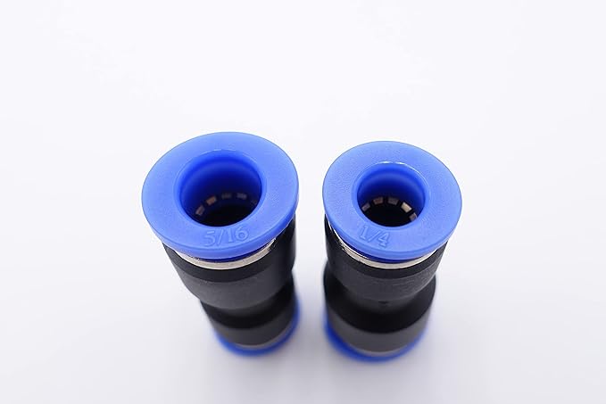 Push to Connect Fitting 5/16" Tube OD x 1/4" Tube OD Reducer, Pneumatic Air Water Straight Union Two Way Connector/Coupler (Pack of 5)