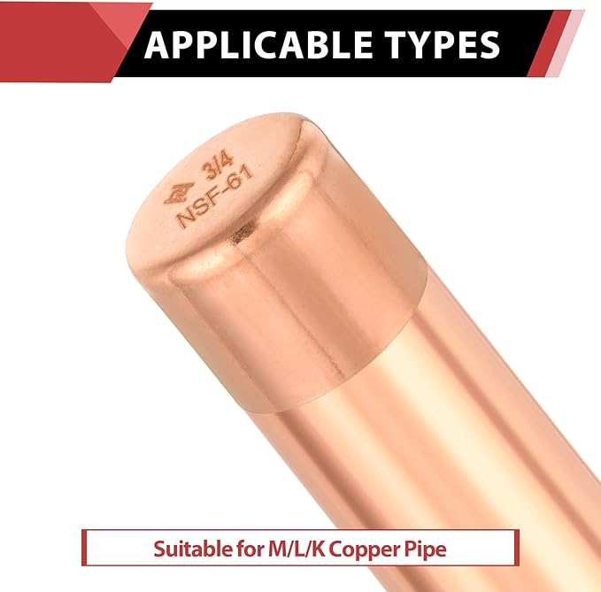 (Pack of 50) EFIELD 3/4-inch Solder Copper Pipe End Cap (Plug), LF Copper Plumbing Fittings with Sweat Solder Connection, Pro Pack,(COPPER021)
