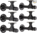 Pipe Shelf Bracket 7.8 inch Industrial DIY L Pipe Wall Bracket for 7 inch -14 inch Wood Floating Shelf Vintage Look Rustic Home Pipe Decor 6 Packs, Included Accessories