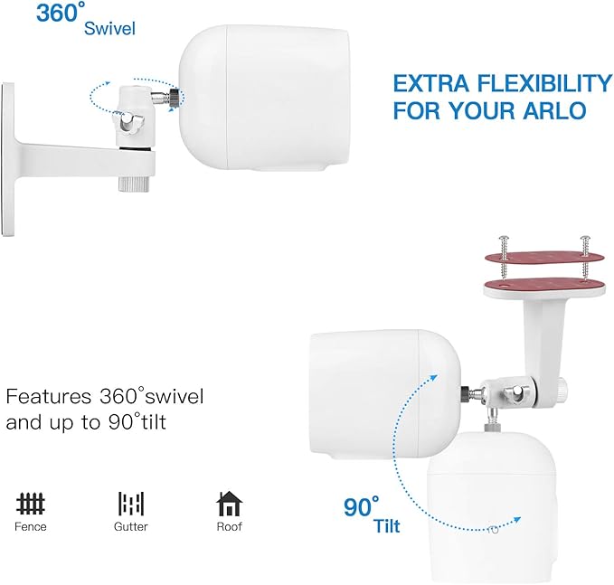 2Pack Security Wall Mount for Arlo Pro/Pro2/Pro3/Pro4/Ultra/Ultra2/Essential Spotlight Camera, Adjustable Indoor/Outdoor Mounting Bracket for Your Surveillance Camera (Black)
