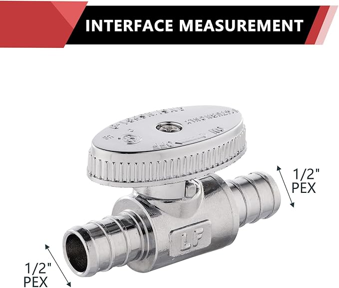 (Pack of 2) EFIELD 1/4 Turn Straight Stop Valve Barb Crimp 1/2" Pex X 1/2" Pex Chrome Plated Brass,(VALVE105)