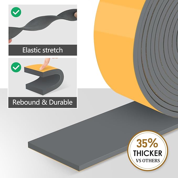 Pipe Insulation Tape, Outdoor Water Pipe Insulation Wrap, Foam Insulation Tape for Outdoor Pipes Winter Freeze Protection, Heat Tape for Water Pipes, Copper Pipes, PVC, AC Line, 3in x 15ft, Grey