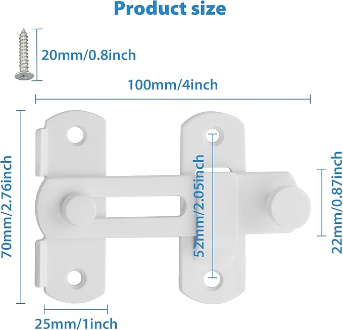 Alise 4 inch Heavy Duty Flip Latch Gate Latches, Safety Door Lock for Barn Wood Fence Sliding French Doors,SUS304 Stainless Steel Gate Hardware White Finish MS9500-W