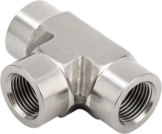Metalwork 304 Stainless Steel Pipe Fitting Forged Tee 1/4" NPT Female 2 Pcs