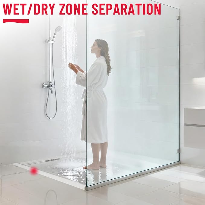 Shower Threshold Water Dam Barrier – 67in Self-Adhesive, Waterproof, Flexible Silicone, Customizable, Easy Install, Prevents Water Leakage & Slipping, Wheelchair Access