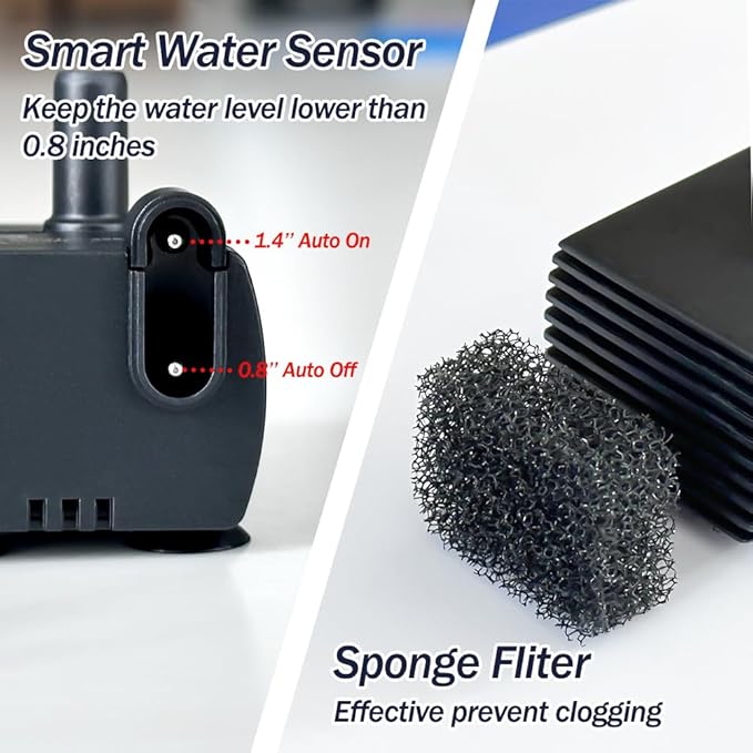 Automatic Small Sump Pump with Water Sensor, 8 FT Lift 70 GPH 115V/230V Mini Condensate Pump with Float Switch, Water Removal for Dehumidifier, Air Conditioner, Ice Maker, Basement, Auto On Off