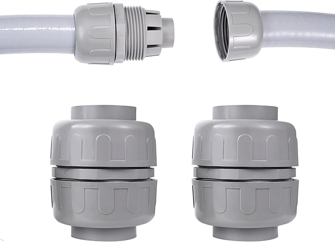 (2Pcs) NPT 2 inch Liquid-Tight Connector,PVC Flexible Conduit Double-Ended Connector,Straight 180 Degree,Two-Way Conduit Connector,Electrical Conduit Fittings