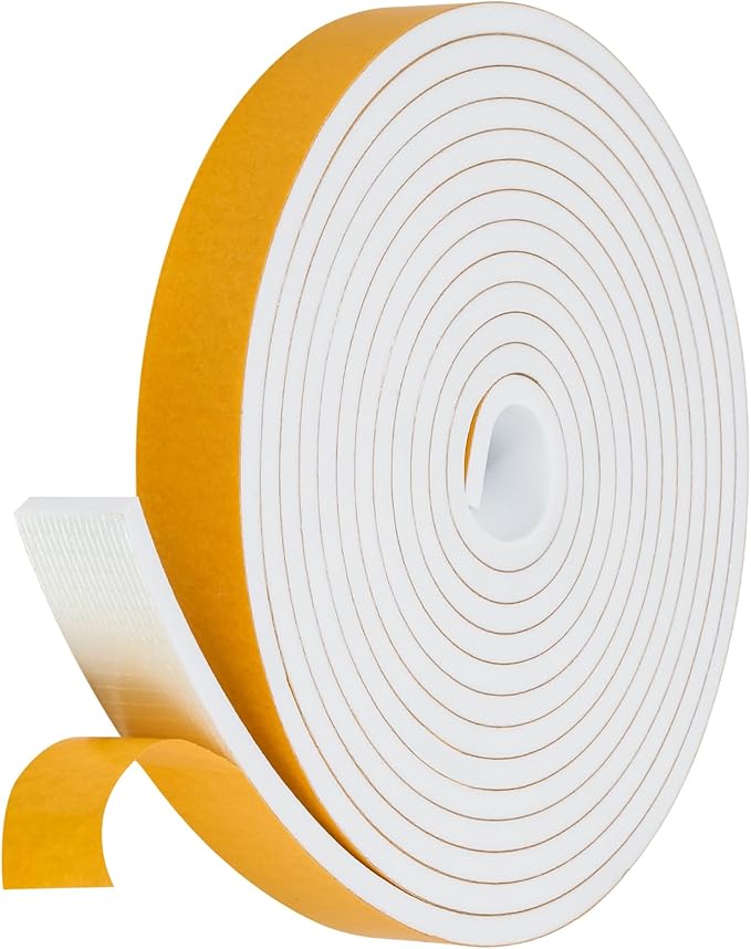 16Feet Weather Stripping Seal (1 Inch X 1/4 Inch) for Door Window, High Density Foam Tape, Soundproofing, Insulation Strip, Door Sealers for Door Frame- White