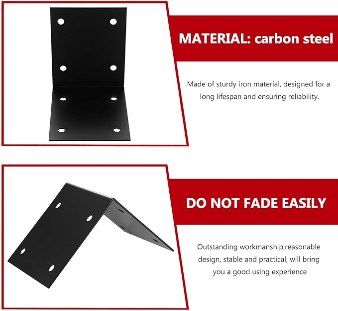 2 Pcs Metal Angle Brackets for Wood, Black Corner Brace Heavy Duty L Brackets, 90 Degree Bracket, Shelf Support Corner Bracket for Wood Furniture Shelves Cabinets, DIY Projects(6x6x5 in)