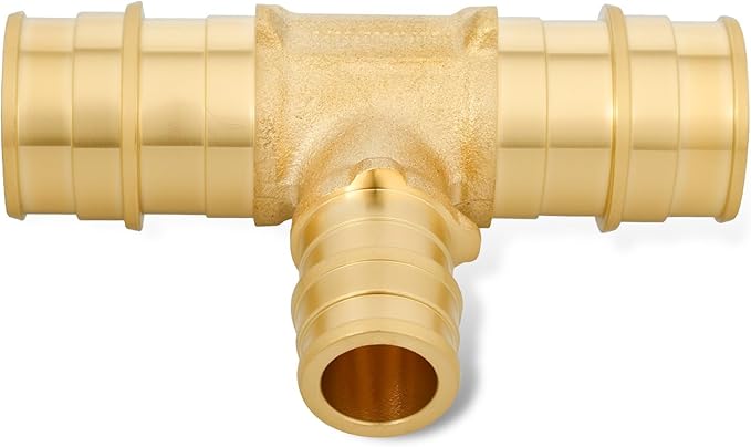 (Pack of 10) WDAISY Pex A Full Flow Expansion Brass Fittings 3/4"x 3/4"x 1/2" Reducing Tee ONLY For Pex-A Tubing Connection, ASTM F1960,(PEX1960120)