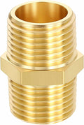 1 Pack Brass Pipe Fittings, 1/2" Male NPT to 1/2" Male NPT Brass Hex Nipple, Male Pipe Adapter Reducer for Air, Oil, LP