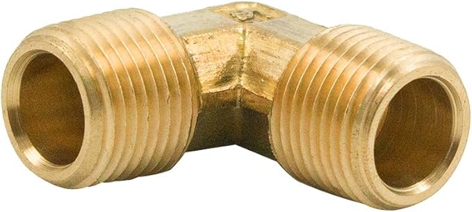 Legines 90-Degree Male Elbow Fitting, Forged Brass 90 Degree Right Angle Ell, 1/4" NPT Male x 1/4" NPT Male, Pack of 2