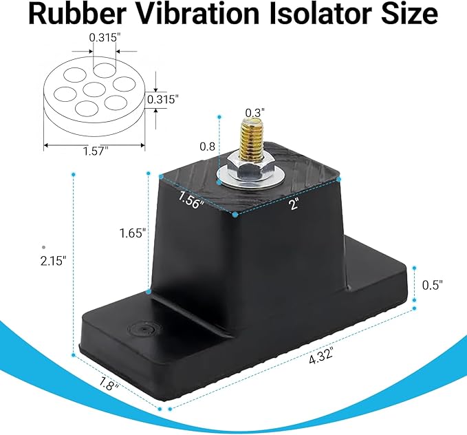 4 Pack Heavy Duty Anti Vibration Pads for Mini Split Air Conditioner , Rubber Vibration Isolator Mounting Brackets with Expansion Screws and Shock Absorbing Pads, Fits HVAC, Central AC Air Compressor