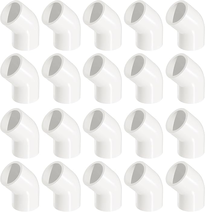 1" 20 Pcs 45° Elbow Pipe Fittings (Socket x Socket), Heavy Duty 2 Way Right Angle Pipe Fitting for DIY Creations, Schedule 40 PVC Coupling Adapter.