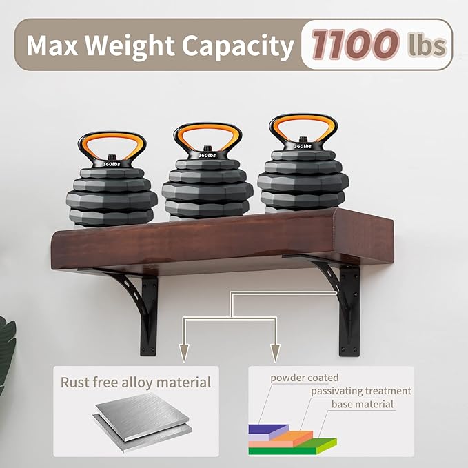 9"x8"x2.5" Heavy Duty Shelf Brackets - Max Load 1100 LBS, Premium Alloy Metal Mantel Brackets - Set of 2 - Fireplace & Countertop Support