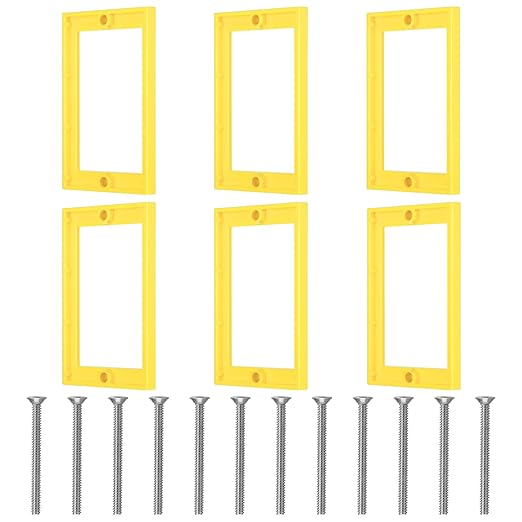 6Pcs 1/4 Inch Single Gang Outlet Box Extender, Seamless Electrical Box Extender with 12Pcs 32mm Screws for Electrical Outlet Switches Electric Box Extenders(Yellow)