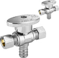 50-PCs HeSun Dual Compression Outlet Angle Stop Valve, 1/2" PEX-B x 3/8" OD Comp x 3/8" OD Comp, 1/4-Turn Shut Off Valve for Bathroom, ASTM F1807(VALVE125-50)