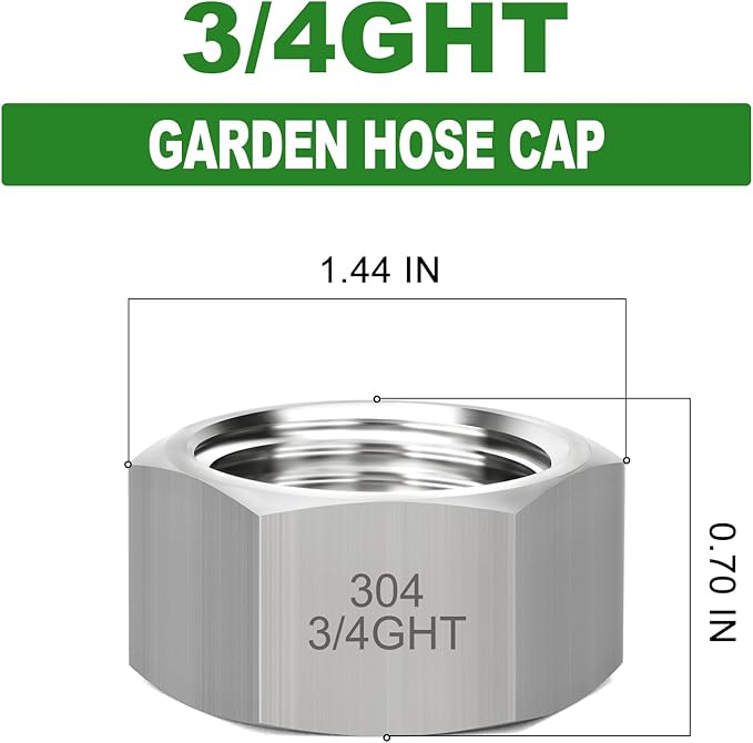 TAISHER 5PCS 304 Stainless Steel Garden Hose Adapter, 3/4" GHT Female Garden Hose End Caps with Washers