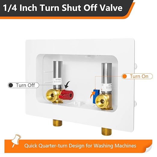 HeSun Washing Machine (Laundry) Outlet Box, 1/2 Inch MIP(Sweat) Inlet x 3/4 Inch MHT Outlet, Pex Washer Box with Center Double Drain, with Stainless Steel Arrestor