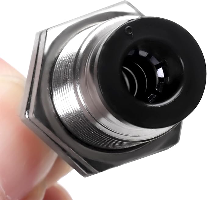 Bulkhead Union Push to Connect Tube Fitting 6mm Tube OD Double Threaded (5 Packs)