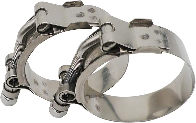 ROADFORMER 52mm - 60mm T-Bolt Hose Clamp - Working Range 2.06" - 2.36" for 2.25" Hose Outside Diameter, Stainless Steel Bolt and Nylon Insert Locknut (52mm - 60mm, 2 pack)