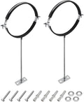 2 Pack 8 Inch Pipe Hanger Bracket with 16 Inch Extension Rod, Heavy Duty Galvanized Steel Split Ring Clamp for Vent Pipe Chimney Drain Pipe Installation