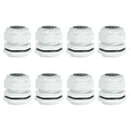 MECCANIXITY 8 Pcs PG29 Cable Gland, 18-25mm Wire Hole Strain Relief Joint for Cable Fixing, Wiring, Repairing, Gland Replacement, Electrical Appliances, White
