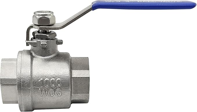 1" NPT Female 304 Stainless Steel Full Port Ball Valve with Blue Vinyl Handle 1000 WOG (1 inch)
