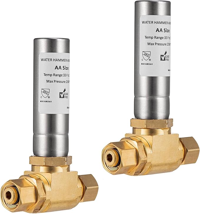 (2 Pack) Lidertik Water Hammer Arrestor for Dishwasher and Toilet 3/8 Inch Male Compression and 3/8 Inch Female Compression, Absorb Shock and Reduce Noise for Water Pipe