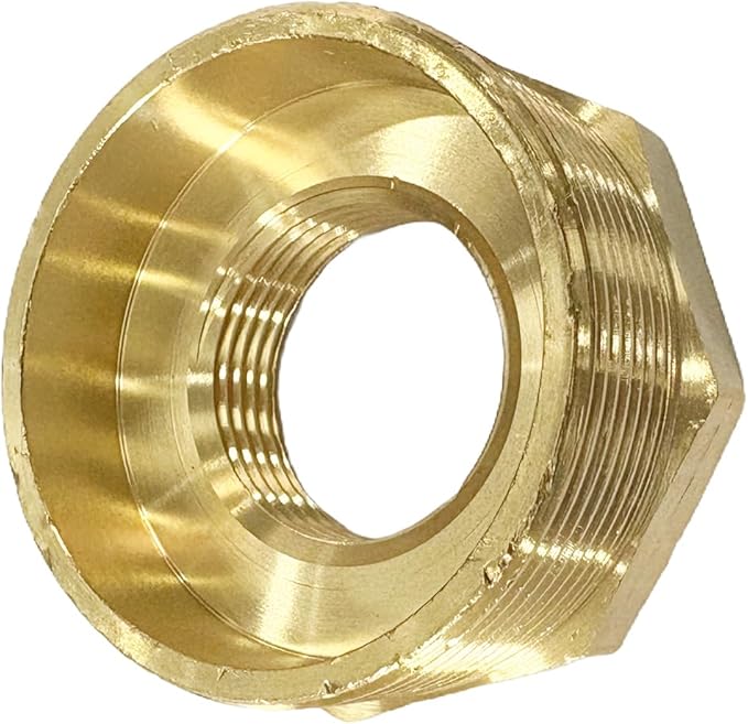 2" NPT Male x 1" NPT Female Brass Reducer Hex Bushing Threaded Pipe Fitting Reducing Adapter Pack of 1