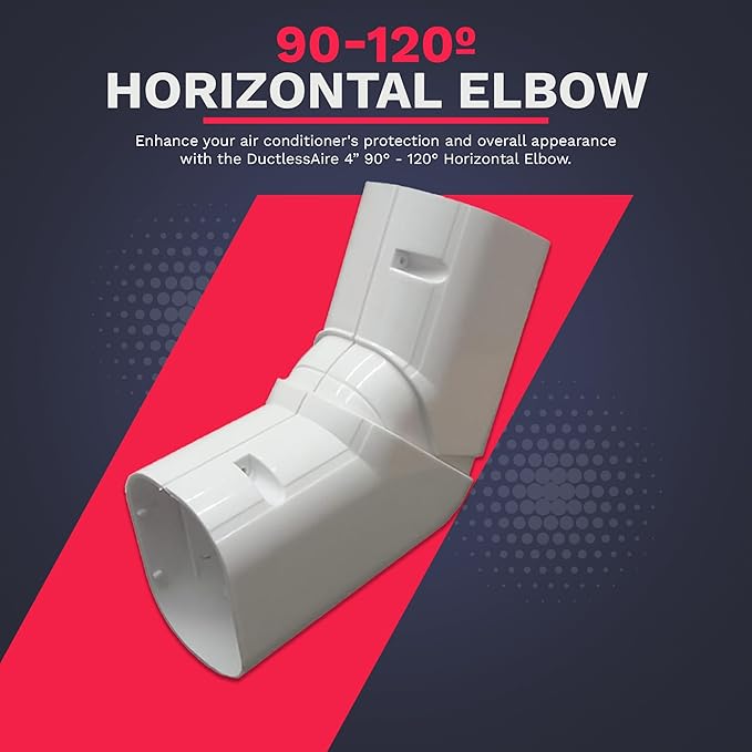 DuctlessAire Mini Split Line Set Cover - Lineset Covers for Mini Split Condenser, Central Air Systems, HVAC, Heat Pumps and More - Air Conditioner Unit Accessories (4" 90-120º Horizontal Elbow)